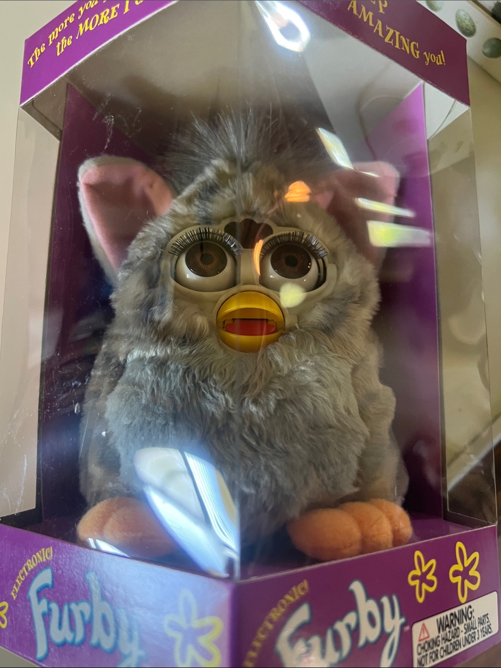Hasbro Furby Plush Electronic Toy - Gray with Pink Ears and Orange Feet